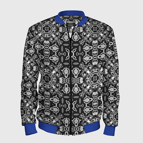 Мужской бомбер Black and white ethnic oriental ornament / 3D-Синий – фото 1