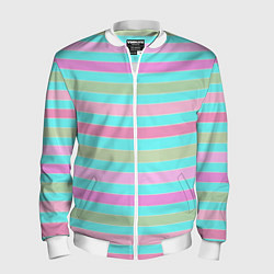 Мужской бомбер Pink turquoise stripes horizontal Полосатый узор