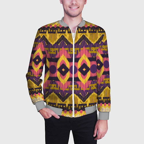 Мужской бомбер Африканский узор орнамент из шерсти Africa Wool Pa / 3D-Меланж – фото 3