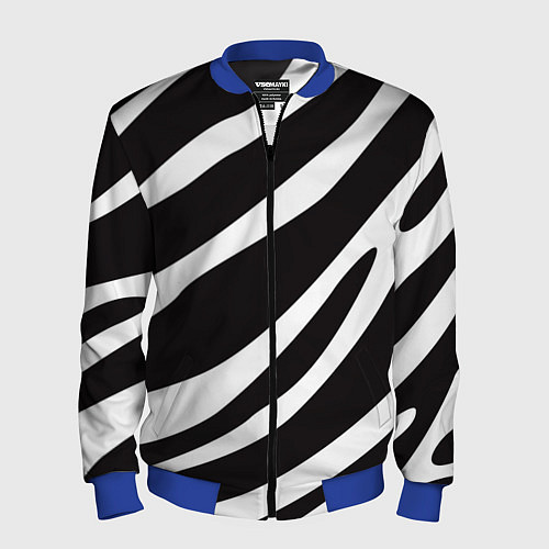 Мужской бомбер Анималистичный рисунок зебра / 3D-Синий – фото 1