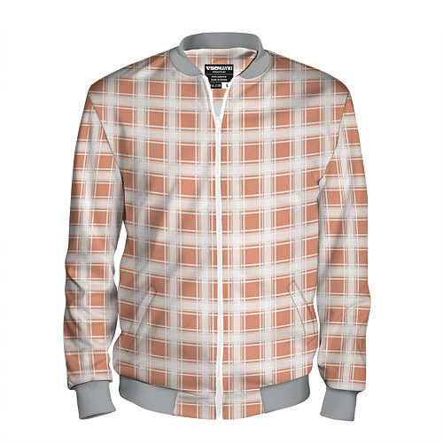 Мужской бомбер Light beige plaid fashionable checkered pattern / 3D-Меланж – фото 1