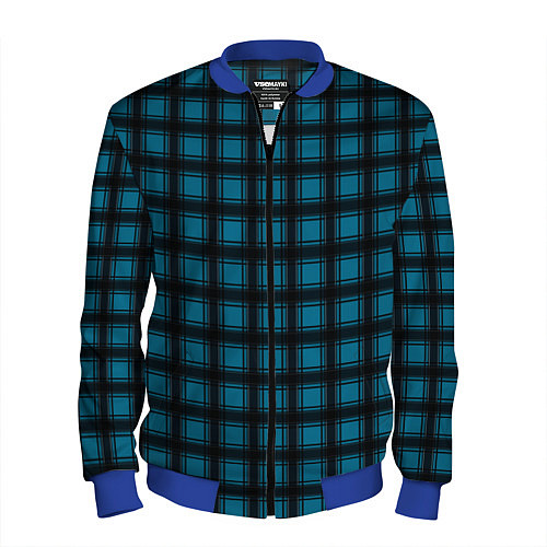 Мужской бомбер Black and blue plaid / 3D-Синий – фото 1