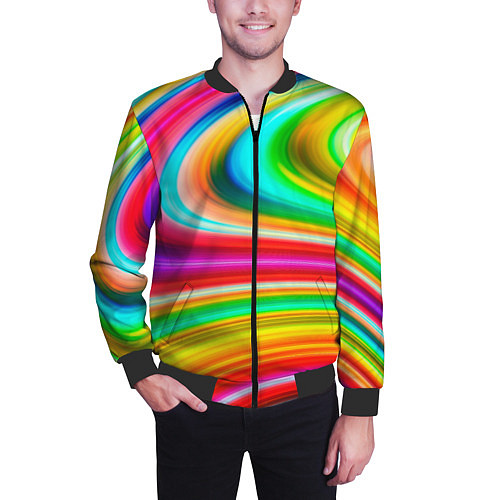 Мужской бомбер Rainbow colors / 3D-Черный – фото 3