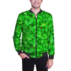 Бомбер мужской Зелёные листья - текстура, цвет: 3D-черный — фото 2