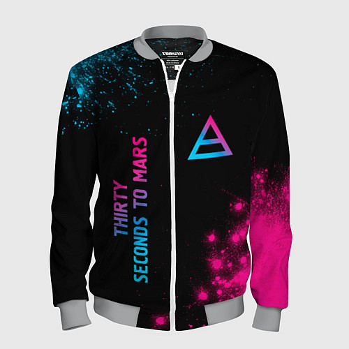 Мужской бомбер Thirty Seconds to Mars Neon Gradient / 3D-Меланж – фото 1