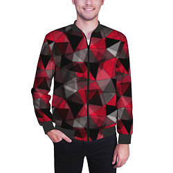Бомбер мужской Красно-серый геометрический, цвет: 3D-черный — фото 2