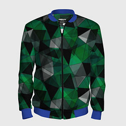 Бомбер мужской Зеленый, серый и черный геометрический, цвет: 3D-синий