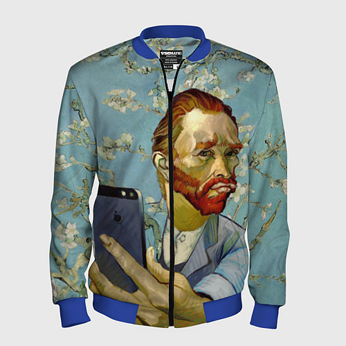 Мужской бомбер Ван Гог Селфи - Арт Портрет / 3D-Синий – фото 1