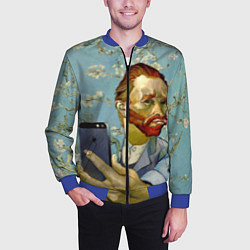 Бомбер мужской Ван Гог Селфи - Арт Портрет, цвет: 3D-синий — фото 2