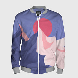 Мужской бомбер Пейзаж гор и леса в стиле ретро