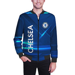 Бомбер мужской Chelsea Синяя абстракция, цвет: 3D-черный — фото 2