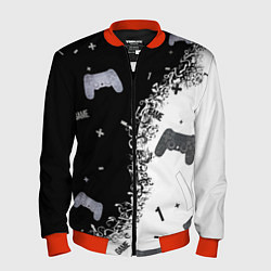 Мужской бомбер Джойстики чёрно-белые
