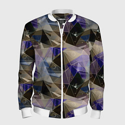 Бомбер мужской Полигональный абстрактный: бежевый, коричневый, си, цвет: 3D-белый