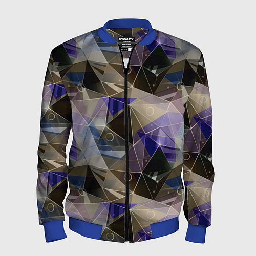 Мужской бомбер Полигональный абстрактный: бежевый, коричневый, си / 3D-Синий – фото 1