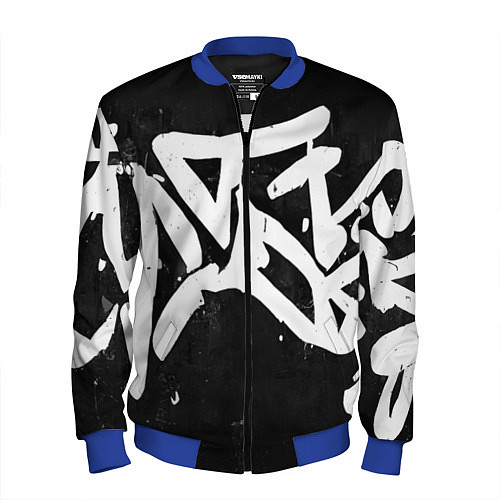 Мужской бомбер Иероглифы в стиле граффити / 3D-Синий – фото 1