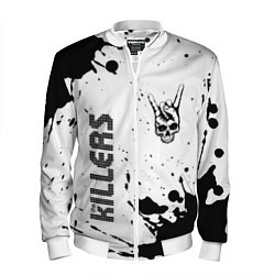 Бомбер мужской The Killers и рок символ на светлом фоне, цвет: 3D-белый