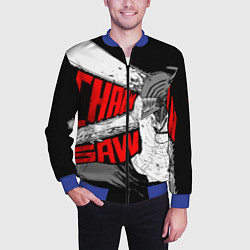 Бомбер мужской Человек-бензопила: Дэндзи, цвет: 3D-синий — фото 2