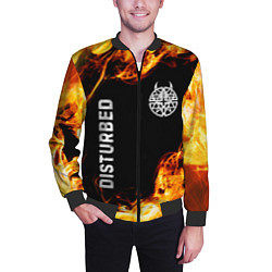 Бомбер мужской Disturbed и пылающий огонь, цвет: 3D-черный — фото 2
