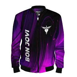 Бомбер мужской Bon Jovi violet plasma, цвет: 3D-черный