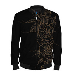 Бомбер мужской Элегантные розы на черном фоне, цвет: 3D-черный