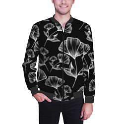 Бомбер мужской Графичные цветы на черном фоне, цвет: 3D-черный — фото 2