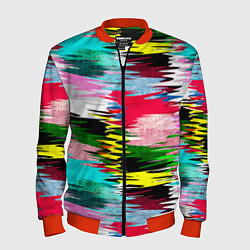 Бомбер мужской Абстрактный многоцветный неоновый узор, цвет: 3D-красный
