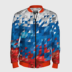 Мужской бомбер Полигональный флаг России!