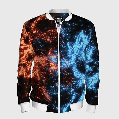 Мужской бомбер Fire and Water Огонь и вода / 3D-Белый – фото 1
