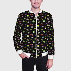 Бомбер мужской 90s pattern on black, цвет: 3D-белый — фото 2