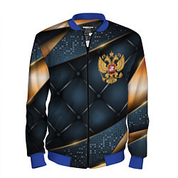 Бомбер мужской Золотой герб России на объемном фоне, цвет: 3D-синий