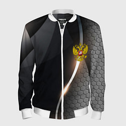 Бомбер мужской Герб РФ киберпанк, цвет: 3D-белый