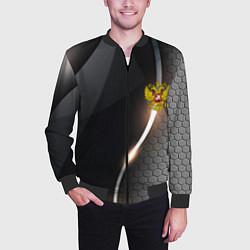 Бомбер мужской Герб РФ киберпанк, цвет: 3D-черный — фото 2