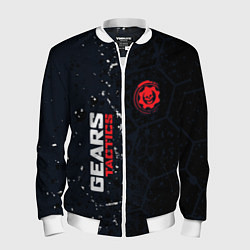 Бомбер мужской Gears of War красно-белой лого на темном фоне, цвет: 3D-белый