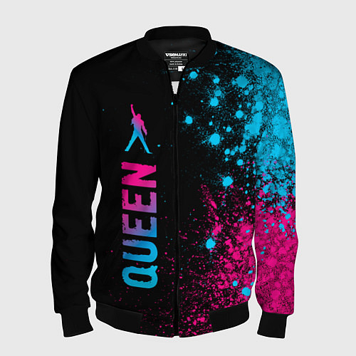 Мужской бомбер Queen - neon gradient: по-вертикали / 3D-Черный – фото 1