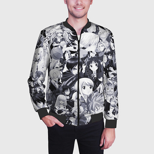 Мужской бомбер Все персонажи аниме / 3D-Черный – фото 3