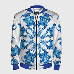 Бомбер мужской Гжель синий цветок, цвет: 3D-синий