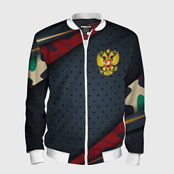 Мужской бомбер Герб России черно-красный камуфляж