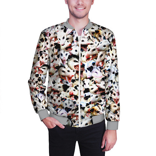 Мужской бомбер Опоссумы / 3D-Меланж – фото 3