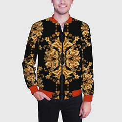 Бомбер мужской Золотая гжель модные цветы, цвет: 3D-красный — фото 2