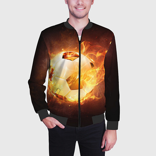 Мужской бомбер Футбольный мяч огонь / 3D-Черный – фото 3