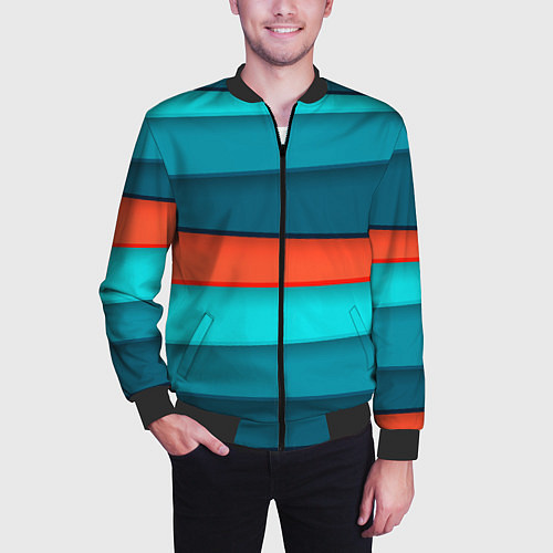 Мужской бомбер Геометрические непараллельные пластины / 3D-Черный – фото 3