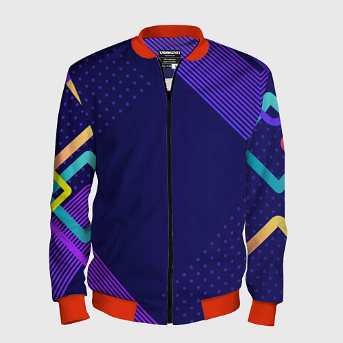 Мужской бомбер Линии и точки / 3D-Красный – фото 1