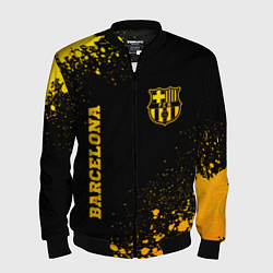 Бомбер мужской Barcelona - gold gradient: надпись, символ, цвет: 3D-черный