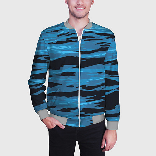 Мужской бомбер Волны Камуфляж / 3D-Меланж – фото 3
