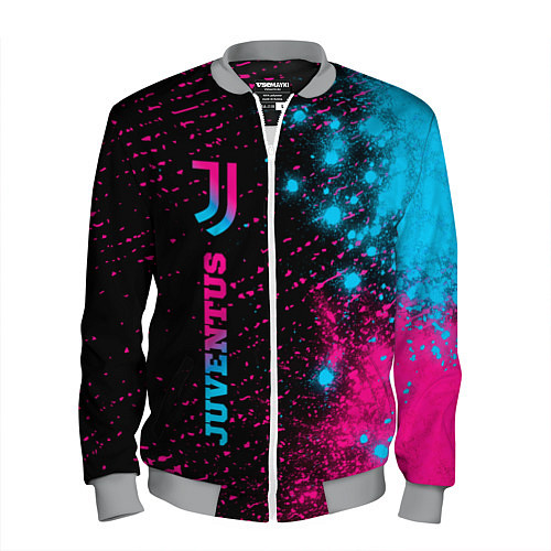 Мужской бомбер Juventus - neon gradient: по-вертикали / 3D-Меланж – фото 1