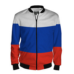 Бомбер мужской Триколор - флаг России плетёный, цвет: 3D-черный