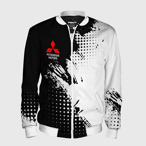 Мужской бомбер Mitsubishi - черно-белая абстракция / 3D-Белый – фото 1