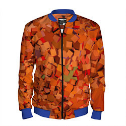 Бомбер мужской Оранжевые кубы в абстракции, цвет: 3D-синий