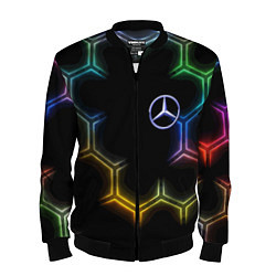 Бомбер мужской Mercedes - neon pattern, цвет: 3D-черный