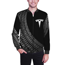 Бомбер мужской Tesla tire tracks, цвет: 3D-черный — фото 2
